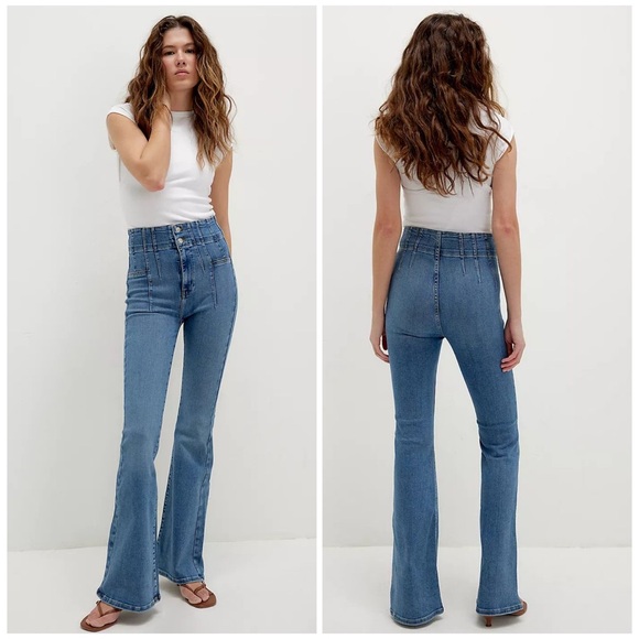 Free People Denim - We The Free People Jayde High Rise Flare Sunburst Blue Jeans Size 30 NEW NWT